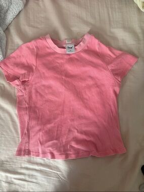 TNA Pink Ribbed Crew Neck Tee - Girls